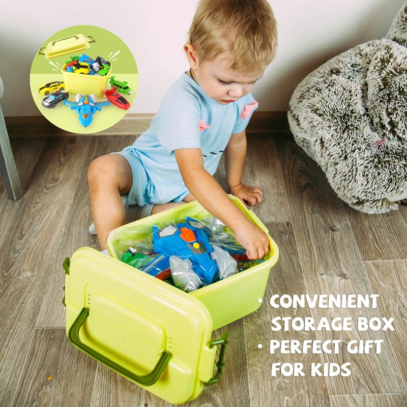 QUERCITRON 5-in-1 Magnetic Vehicles Playset Toy, Transform to Robot, Mix