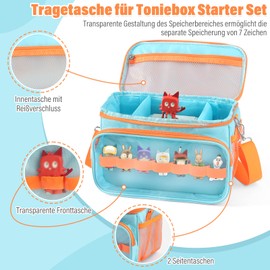 Bag for Toniebox Tonie, Storage for Tonies Hearing Figures, Carry Bag with Shoulder Strap, for Toniebox Starter Set and Accessories Tonies Figure, blue