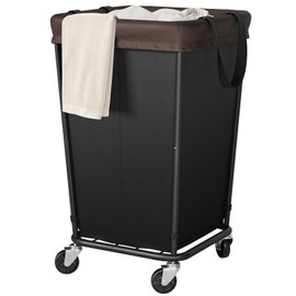 160L Laundry Basket with Wheels, 2-section Rolling Laundry Basket, Large Laundry Hamper with Wheels, Rolling Laundry Hamper Clothes Hamper for Home, Bathrooms and Dorm(Black)