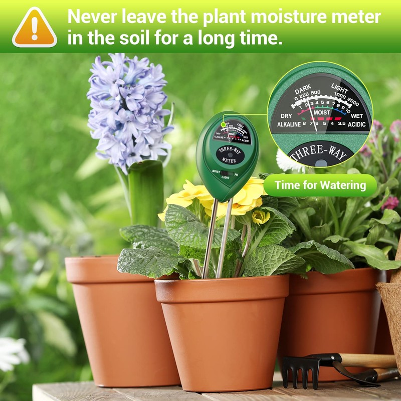 Plant Moisture Meter, 3 in 1 Soil Moisture Light pH