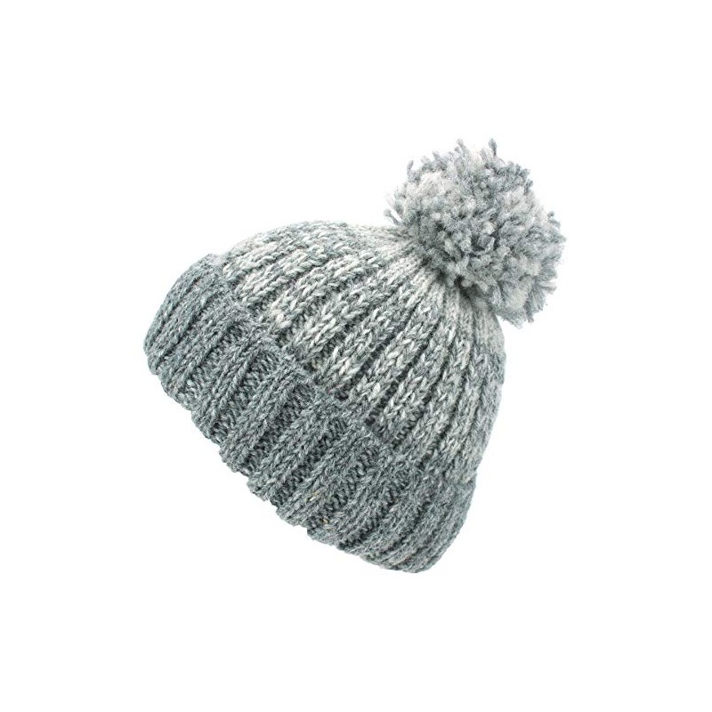 LOUDelephant Wool Knitted Beanie Hat with Bobble -