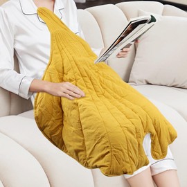 MEKOTRIN Lap Blanket for Adults, Small Leaf Nursery Rug Play Mat, All-Season Lap Pad, for Travel, Calming, Relaxing, Napping and Sleeping, Machine Washable, Yellow