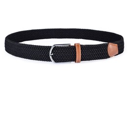 2 Pack Womens Stretch Canvas Braided Belt - Ladies Belts for Jeans, One Size (Blue+black)