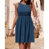 BTFBM Women Sleeveless Summer Dress 2024 Crewneck Ribbed Knit Ruffle