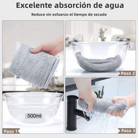 Toalla Microfibra para Cabello 3 Pack, Toalla de Cabello Seco con Botones, Gorro de Baño Ultra Absorbente de Agua, Secado de Pelo Súper Rápido, Turbante Suave Anti Frizz para Mujer (Gris Azul Gris)