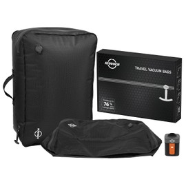 Ayovoch Vacuum Travel Bag for Luggage with Wireless Pump 35L, 180° Open Zipper, IP68 Waterproof, Reusable Compression Bags for travel to Save Space, Fits 20-28in Suitcase, Backpack, Cloth (2PC + Pump)