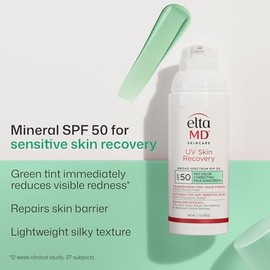 EltaMD UV Skin Recovery 100% Mineral Sunscreen, SPF 50, Redness Correcting Face Sunscreen, Safe for Sensitive Skin