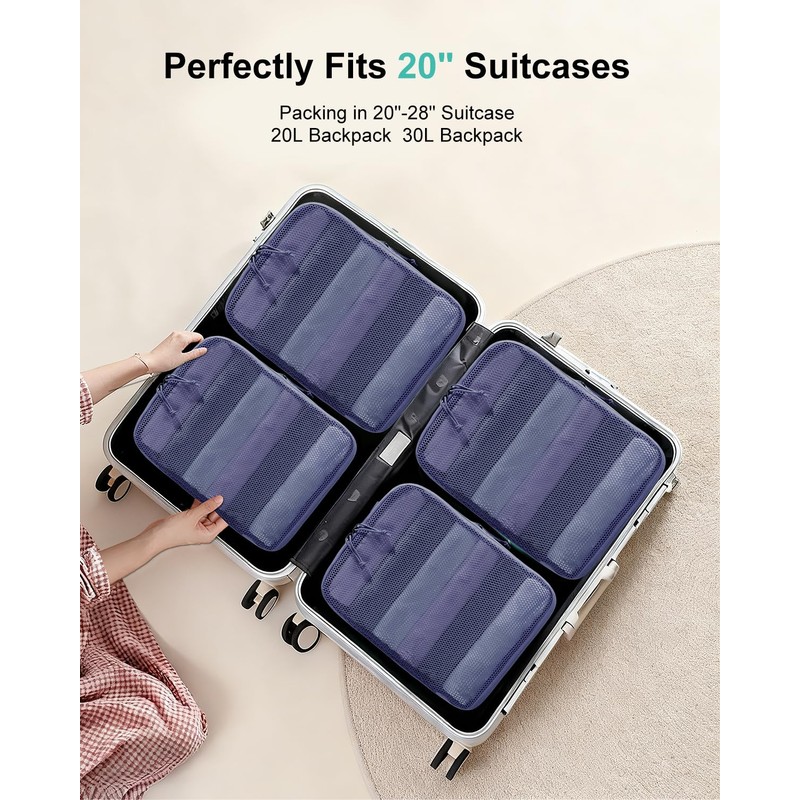 ECOHUB 4pcs Compression Packing Cubes, Recycled 300% Higher Anti-tear Packing