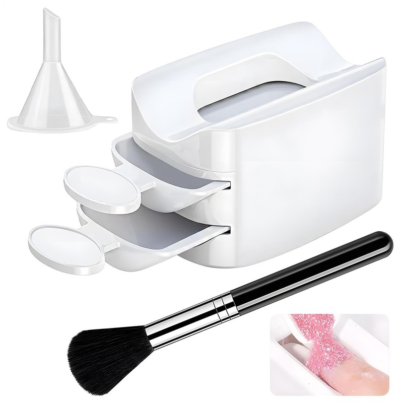 Nail Dip Powder Tray | Portable Double Layer Powder Tray,Glitter
