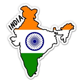 Squiddy India Map with Flag - Vinyl Sticker Decal for Phone, Laptop, Water Bottle - 3"