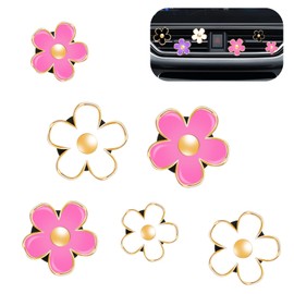 Acantha Car Vent Clips Women Car Decorations Lavender Air Freshener Accessories Daisy Flower Auto Air Conditioning Outlet Clip 6-Pack ﻿- White Pink