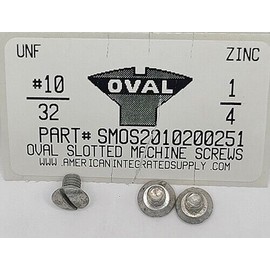 AMERICANINTEGRATEDSUPPLY.COM #10-32x1/4 Oval Undercut Head Slotted Machine Screws Steel Zinc Plated (25)
