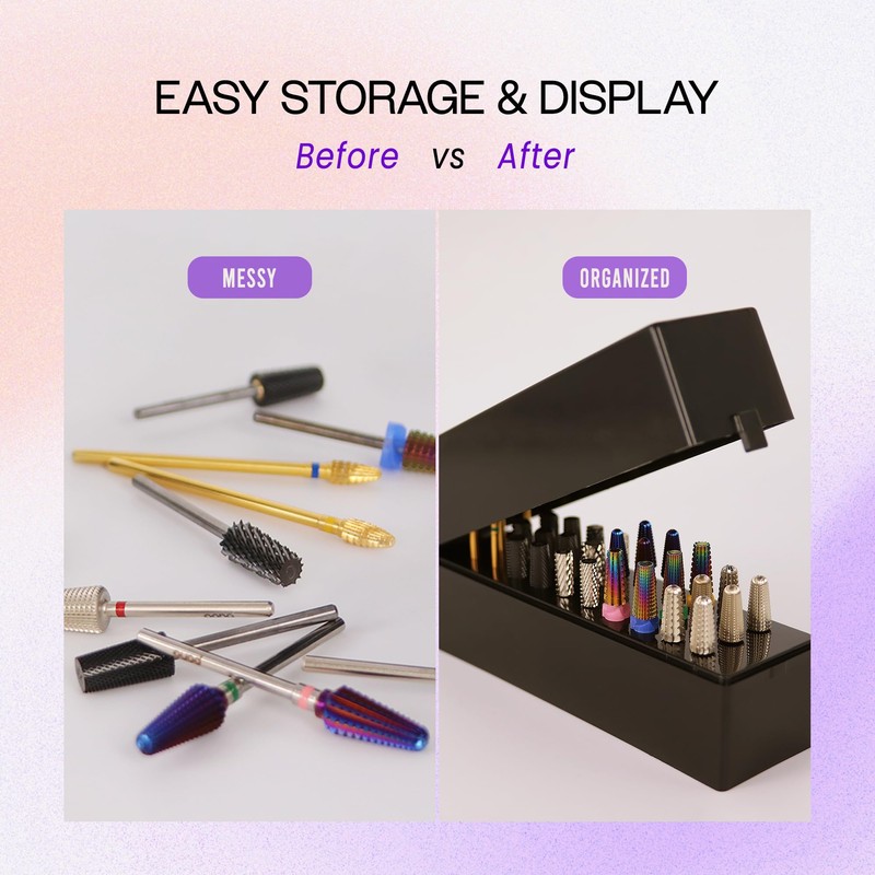 PANA Rectangle Nail Drill Bit Holder Display Organizer Case -