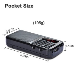 Songway Full Band AM/FM/SW DSP Radio Stereo Loudspeaker LCD Display Alarm Clock Sleep Timer Pocket Radio Digital Demodulation Best Reception with Telescopic Antenna (Black)