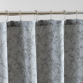 SLEEP ZONE Farmhouse Jacquard Shower Curtain, Textured Fabric Shower Curtains Leaf Curtain for Modern Home Decorations Bathroom, 72" × 78" Grey Leaf