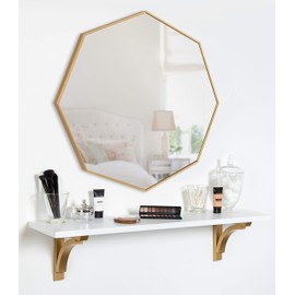 Kate and Laurel Rhodes Mid-Century Octagon Mirror, 30.75 x 30.75, Gold, Sophisticated Modern Mirror for Wall