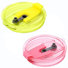 2 pcs Tumbler Replacement Lids,Spill-proof Splash Resistant Straw-friendly Cover,BPA Free & Straw Friendly (30 OZ pure color, pink&yellow)