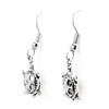 Small Turtle - 17x11mm - Silver alloy charm dangle earrings.