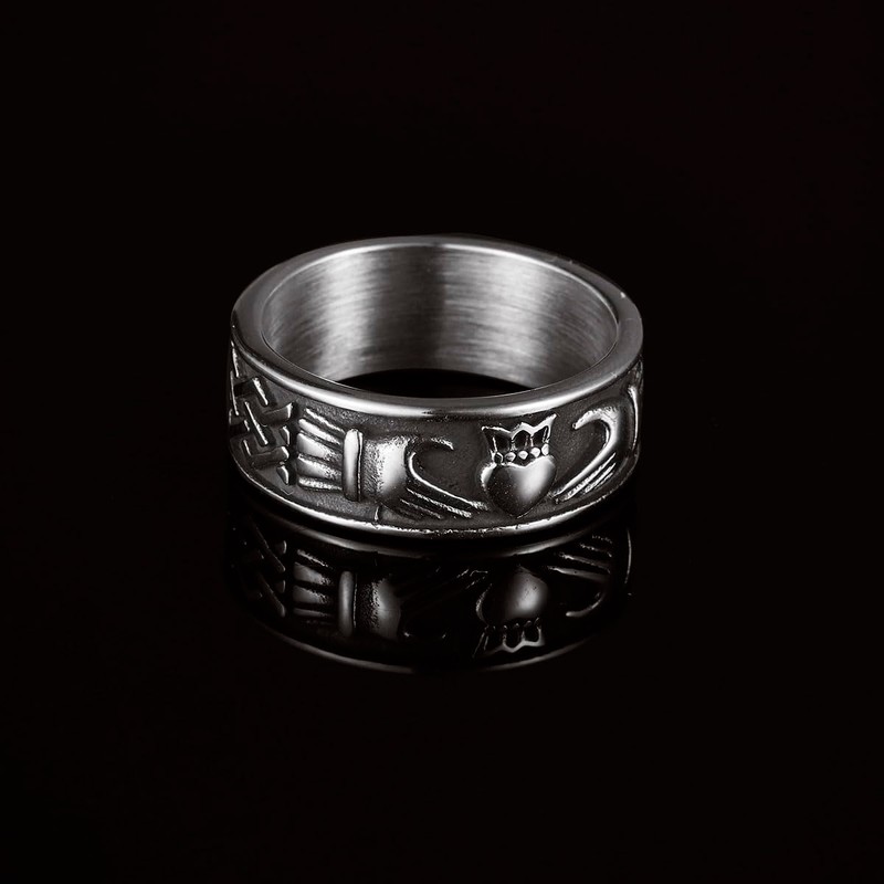 Joliernelle Stainless Steel Claddagh Ring for Men Engagement, or Wedding