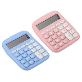PATIKIL 12 Digits Desk Calculator Set, 2 Pack ABS Plastic Standard Function Large LCD Display Electronic Calculator Power for Home Office Desktop, Blue Pink