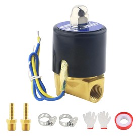 ONLISUM Electric Solenoid Valve 1/4 Inch NPT 12V DC Brass Air Valve 2W025-08 Normally Closed Solenoid Valve for Water Air Gas Fuel Oil