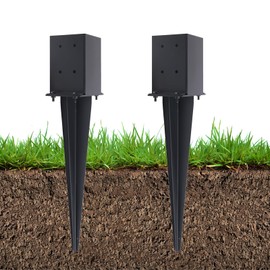 2 Pcs 4"x4" Fence Post Anchor Ground Spike 22"(Actual 3.6"x3.6") Heavy Duty Metal Fence Post Anchor with Black Powder-Coated for Deck,Fence,Porch,Railing,Mailbox