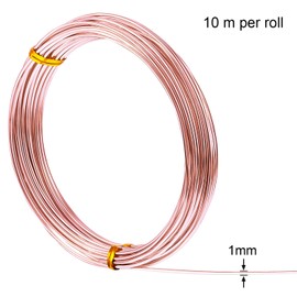 32.8 Feet Aluminum Wire, Bendable Metal Craft Wire for Making Dolls Skeleton DIY Crafts (Copper, 1 mm Thickness)