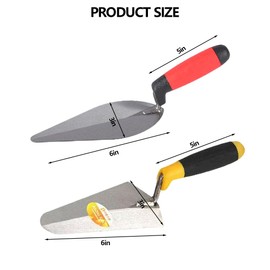 Professional Masonry Trowel Set, 6 Inch Blade, High carbon steel manufacturing with Comfort Grip Handle, 2-Piece