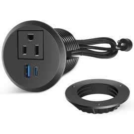 2 inch Desk Power Grommet Outlet, Recessed Power Outlet with 20W USB-C Fast Charging, for Conference Rooms, Office Tables, Furniture, 6FT Cord(ETL Listed)
