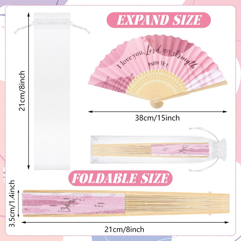 Karenhi 30 Pcs Boho Christian Paper Hand Fans Foldable Scripture