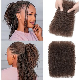 12 Inch Afro Kinkys Bulk Human Hair for Dreadlock Extensions 50g/Pack Mini Twist Braiding Hair 4C Afro Kinky-Curly Human Hair Springy Twist for Repair Locs (4#, 12 Inch (Pack of 1))