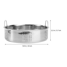 Hemoton Stainless Steel Steamer Basket with Handle Kitchen Strainer Trivet Rice Food Steamer Basket Bun Steamer Grid for Pot and Pressure Cooker 23cm/9"