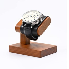 Oirlv Solid Wood Single Watch Display Stand Showcase Bracelet Bangle Jewelry Display Holder Wristwatch Holder for Men or Women(Black)