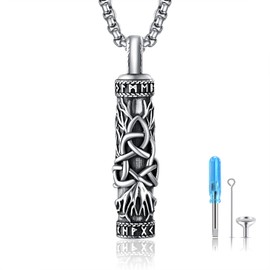 Ruichicoo Tree of Life Norse Urn Cremation Necklace Sterling Silver Necklace Norse Tree of Life Viking Amulet Ash Jewelry for Men Women
