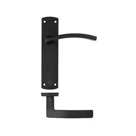 Geakv Aluminium Door Lever on Latch Backplate, Matt Black (18cm x 4cm) | Internal Door Handle