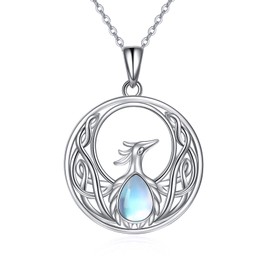 URONE Penguin/Wolf/Pig/Fox/Sloth/Cat/Elephant Necklace 925 Sterling Silver Animal Pendant Jewellery Gifts for Women Mother Girlfriend Girls, Sterling Silver, Moonstone