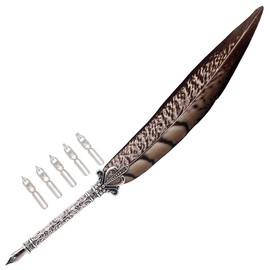 Gullor Antique Feather Dip Pen Stem Metal Nib Pen Writing Quill (5 Extra Nibs), K6
