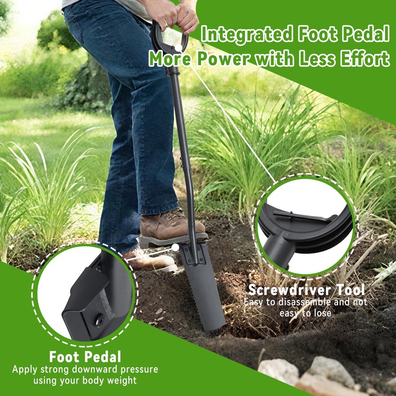 Spade Shovel,15 inch Long Narrow Spade, Heavy Duty Garden Trench
