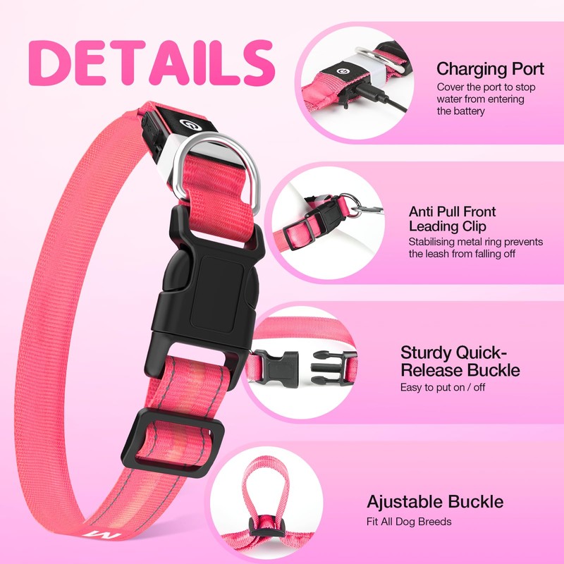 PcEoTllar Light Up Dog Collars, Led Dog Collar, 6 Flashing