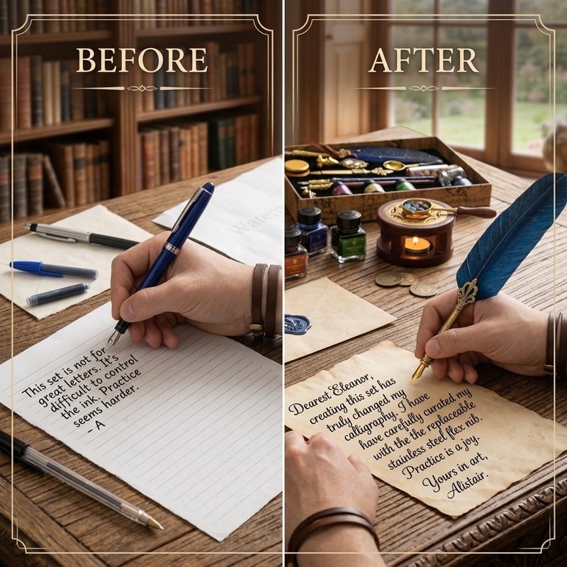 Feather Fountain Pen Set for Calligraphy Writing – Retro Style