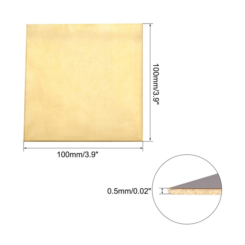 sourcing map Brass Sheet, Metal Sheets Plates 3.9" Length x