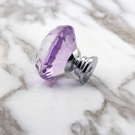 BOZONLI Purple Crystal Furniture Knobs, Cupboard Knobs, Drawer Knobs, Pack of 6, 30 mm Cabinet Knobs, Cabinet Knobs, Furniture Handles, Furniture Knobs