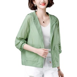 xppe Women's Top, UV Protection, Hoodie, Cardigan, Transparent, Long Sleeve, Sunburn Protection, Cooling Protection, Comfortable, Texture, Summer Clothes, Body Cover, Loose, Plain, Large Size, Thin