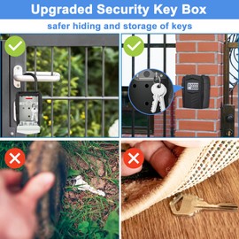ZHEGE Key Lock Box for Outside, Safe Lock Box for House Key Storage 10, Lockbox for Keys Outdoor Safe and Durable, Key Box Wall Mount & Hang Suitable for Home, Flats, Realtor, Etc, Keybox