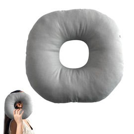 Mineup Ear Piercing Pillow, 11 Inch Piercing Pillow for Side Sleepers, Donut Pillow for Ear, O-Shaped Pillow, Ear Pillow with Hole for Piercing Aftercare, Releasing Ear Pain, Sleeping Guard(Grey)