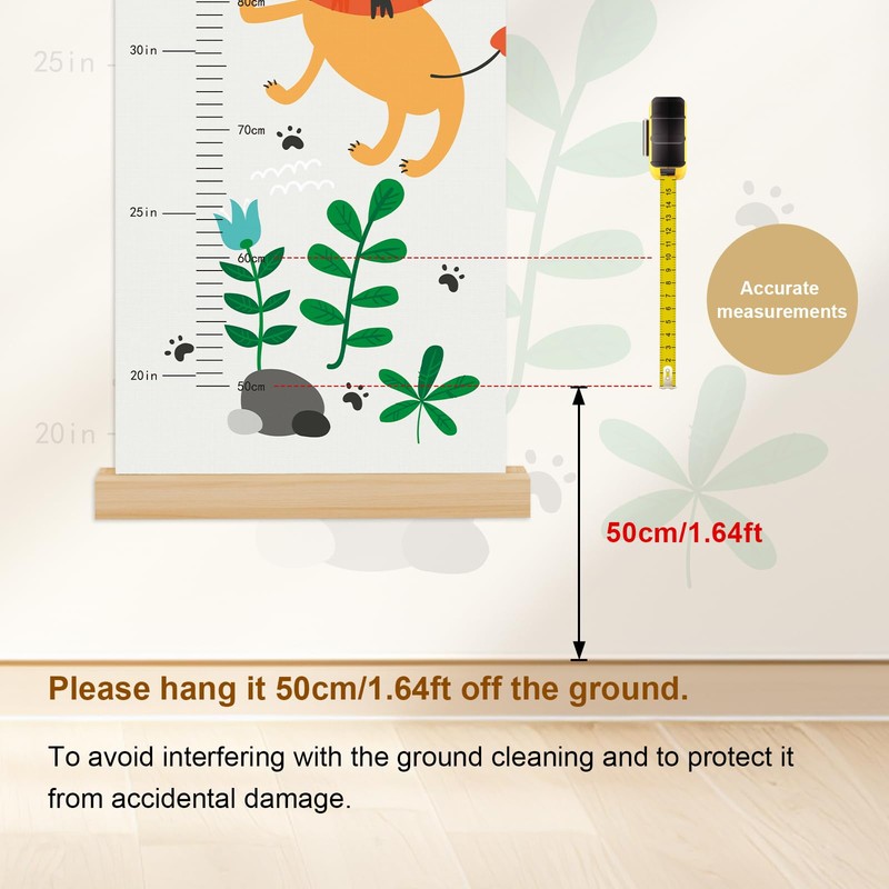 Zeeko Lion Canvas Growth Chart for Kids, Height Measuring Ruler,