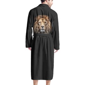 AFPANQZ Cozy Men Bathrobe Summer Full-Length Long Sleeves Bathrobe Men's Shawl Collar Comfortable Robes Lion 3D Print ​Lounge Robes Medium Sleepwear Robe Big and Tall