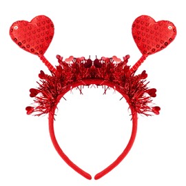 AIUPUOC Heart Headband Valentine's Day Hair Accessories for Women Party Outfits Cute Gold Glitter Headband Party Supplies Hair Accessories 1PCS (Red Heart, Average)