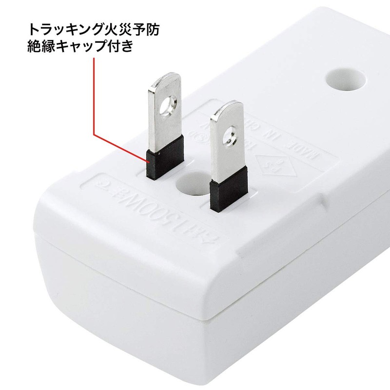 Sanwa Supply TAP-SP221 Lightning Guard Tap, 2 Openings, 2 Pieces,