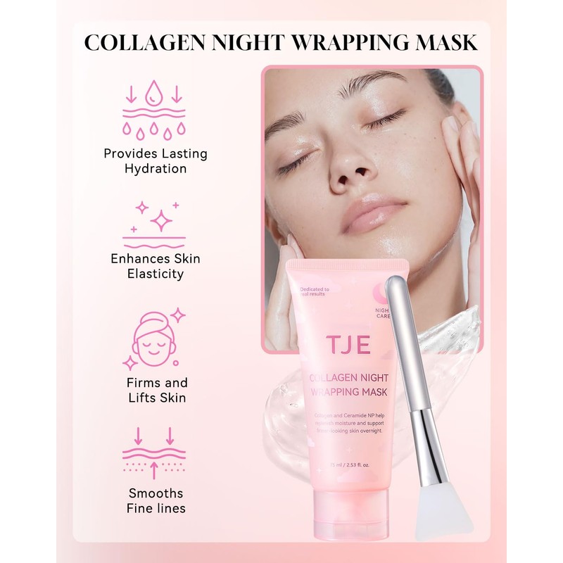 TJE Collagen Night Wrapping Mask, Collagen Peel Off Face Mask